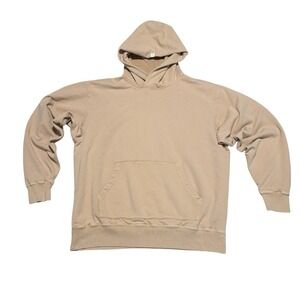 TKEES Women's Pullover Hoodie Tan 100% Cotton Long Sleeve Size 4 - 26.5 x 28